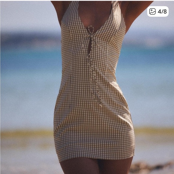 Zara Brown and White Checkered Halter Dress - Picture 3 of 5